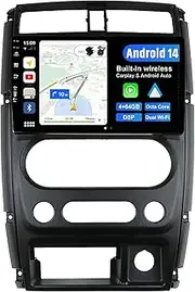 Android 14 IPS Car Stereo for Suzuki Jimny 3 (2005-2019) GPS Navigation Radio - 4G+64G - Wireless CarPlay/Android Auto - LED Camera + MIC - 9 Inch 2 Din - DAB Steering Wheel Fast-Boot 360-Cam