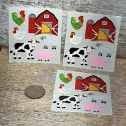 Lot of 3 VTG Sandy Lions Sticker Pods Assorted FARM ANIMALS 18 Counts New