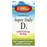Carlson, Super Daily® D3, 50 mcg (2,000 IU), 0.35 fl oz (10.3 ml)