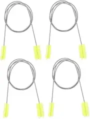 DRESSOOS 4pcs Long Flexible Drain Brush Tool: Double Head Nylon Cleaner - Elastic Spring Stainless Steel Tube Straw Cleaning for Kitchen Sink Pipes
