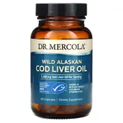 Dr. Mercola, Wild Alaskan Cod Liver Oil, 60 Capsules (650 mg per Capsule)
