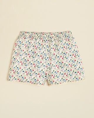 Aqua Girls Micro Floral Print Shorts, Latte, Size Small