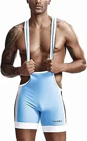 sandbank Men Sports Wrestling Singlet Sleeveless Jumpsuit Patchwork Shorts Singlet for Men Wrestling Uniform