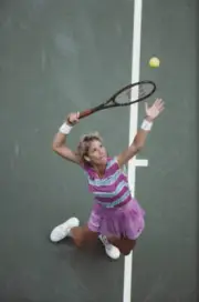 American tennis player Chris Evert pictured in action during prog - Old Photo 1