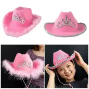 Pink Cowgirl Hat Cowboy Hat Felt Cowgirl Costume Hat Play Dress Up Party Accs