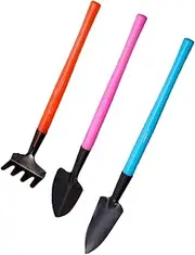 3Pcs Mini Indoor Gardening Tools Set Colorful Handle Shovel Rake Trowel for House Plants Suitable for Bonsai Flowers and Planting Activities