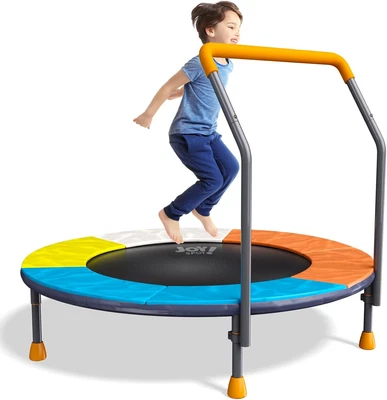 36” Toddler Trampoline for Kids, 3FT Foldable Mini Trampoline with Removable ...