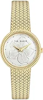 [TED BAKER] Women's Emily Yellow Gold-Tone Case, Silver Dial, Yellow Gold-Tone Bracelet BKPEMF302 Dress Watch, Silver/Gold, 30mm