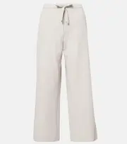 ['S Max Mara] 'S Max Mara Argenta virgin wool crêpe wide-leg pants UK 2 white