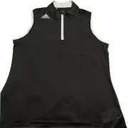 Adidas Women’s Quarter Zip Sleeveless Polo Golf Shirt Blk Size Medium FT7912