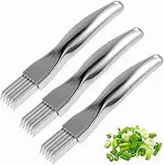 3PCS Shred Silk Knife, Stainless Steel Chopped Green Onion Cutter, Scallion Shredding Slicer, Enduring Nonslip Scallion Cutter With Pouch, Food Slicer Gadget for Kitchen