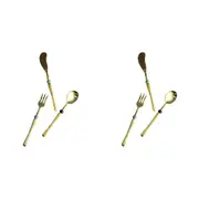 2x 3pc LVD Brass Cutlery Set Spoon/Fork/Spreader Belle Tableware Utensils Gold