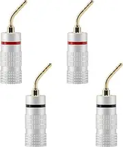 4PCS Banana Pin Plug, 24K Gold Plated Audio Speaker Pin Plug, Double Screw Lock Audio Jack Connector, Speaker Wire Speaker Cable Connector Adapter for Amplifier, HiFi, AV Receiver (2 Black and 2 Red)