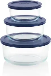 Pyrex Simply Store 6-Pc Glass Food Storage Set with BPA-Free Lids, 7-Cup to 2-Cu