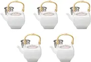 Set of 5 Red Komamisuji Square Earthen Bottle (with Kagoami) [5.5 x 4.3 x 4.1 inches (550 cc)] | Setomonohonpo