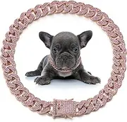 LEIFIDE Diamond Cuban Collar 12 mm Wide Chain Iced Out for Cat Metal Cat Chain Collar Pet Cuban Crystal Collar Necklace Accessories for Cats Puppy Decoration Gifts (10 Inches)