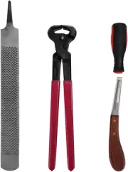Horse Hoof Nipper, Eacam 4PCS Horse Farrier Hoof Nipper Trim Shoeing File Ras...