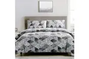 Charcoal Black Avery Lines Pattern Printed Microfiber Polyester Quilt Cover Set by Artex