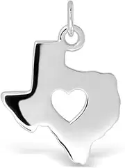 [W | S WITHLOVE SILVER] WithLoveSilver 925 Sterling Silver Cut Out Heart Texas State Map Charm Jewelry Pendant