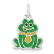 Sterling Silver Polished Multicolor Enameled Frog Charm