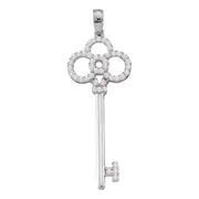 14k White Gold Round Diamond Trefoil Key Pendant 1/2 Cttw