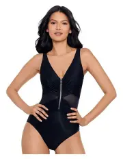 [Miraclesuit Swim] Vive Underwire Zip Front Shaping Swimsuit in Black