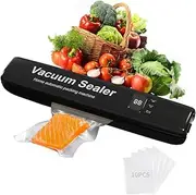 [Frohsen] Vacuum Sealer Machine,Food Vacuum Sealer Machine,With 10 Vacuum Sealer Bags, One-touch Automatic Vacuum Sealer for Food, Digital Display Vacuum Sealing and Independent Sealing Function