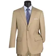 VINCI Men's Beige Textured Weave 2-Button Classic-Fit Suit - NEW