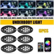 6X RGB Rock LED Light Underbody Kit Underglow Neon Lamp Bluetooth Control Music