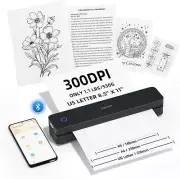 Portable Printer Wireless for Travel, 8.5" X 11" US Letter Thermal Inkless BT