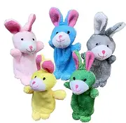 Finger Puppets for Babies - Plush Bunny Interactive Toys Set of 5 - Soft Plush Animals Puppet Toys for Kids Boys Girls for Shows, Playtime, Schools