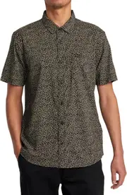 RVCA Morning Glory Floral Short Sleeve Button-Up Shirt in Black at Nordstrom, Size Small