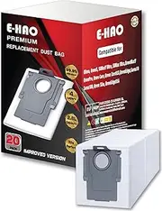 [E-HAO] 20 Pack Disposable Vacuum Dust Bags Replacement for Roborock S8 Max/MaxV Ultra, Saros 10/10R, Roborock Q revo, Qrevo S/Pro/Plus/MaxV/Master/Curv/Slim/Edge/Curv S5X/Edge S5A Model