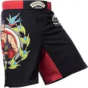 [Hardcore Training] Fight Shorts Old Tattoo Men's Shorts Men's MMA BJJ Grappling Fitness Boxing Muay Thai No Gi Sparring