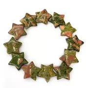 30pcs Natural Unakite Stone Healing Star Gemstone for Home Decor 20x6mm Ornament