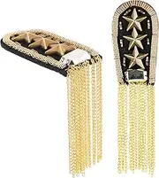 Cosmos 2 Pcs Blazer Shoulder Epaulets Tassel Chain Festival Epaulettes Shoulder Badge Pads Decor Shoulder Boards Epaulets for DIY Jacket Blazer Clothes Uniform Ceremony Accessories (Golden Tone)