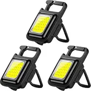 MVIOCS 3Pack LED Keychain Flashlights Rechargeable, High Lumens COB Keychain Work Light Flashlight, Super Bright Small LED Flash Light, Adjustable Brightness,for Camping,Outdoors