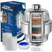 15 Stage Anti-Limescale Shower Filter With Vitamin C - High Flow Shower Filter to Remove Chlorine and Fluoride - 2 Cartridges Included - Hand Shower F