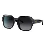 Tory Burch TY 7143U 1326T3 Black Plastic Square Sunglasses Grey Polarized Lens