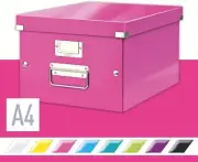 Leitz A4 Storage Box, Click and Store Range 60440023, Medium, Pink