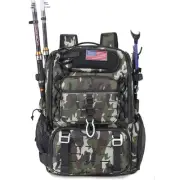 37L Fishing Tackle Backpack with Rod Strap, Insulated Outdoor Tackle Bag with...