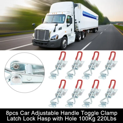 8pcs Car Adjustable Handle Toggle Clamp Latch Lock Hasp with Hole 100Kg 220Lbs