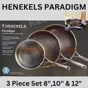 Henckels Paradigm Non-Stick 3-Piece Skillet Fry Pan Set, 8", 10" & 12" Stainless