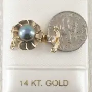 14K Yellow Gold Double Strand (2 Rows) Blue-Gray Cultured Pearl Clasp