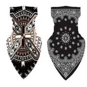 Nevenka 2Pcs Print Face Mask Neck Leggings Scarf for Dust Sun Protection-A