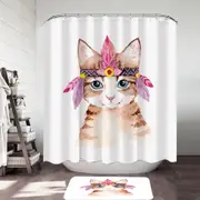 Art Painting Adorable Native American Kitten Shower Curtain