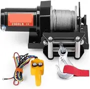 Waterproof Electric Winch Boat Trailer Winch Steel Cable Winch with Wired Remote Control for Towing Off-Road Vehicle Je&ep Truck 2000lbs ATV/UTV
