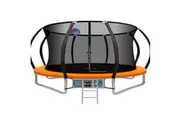 Everfit 14FT Trampoline for Kids w/ Ladder Enclosure Safety Net Rebounder Orange