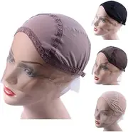 Lace Front Wig Cap for Making Wigs with Adjustable Strap Glueless Weaving Cap Wig Caps Swiss Lace Hairnet (Brown S 21inch)