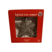 Steady Light Tree Top Star SILVER Glitter Christmas 10 Light Topper 9" NIB